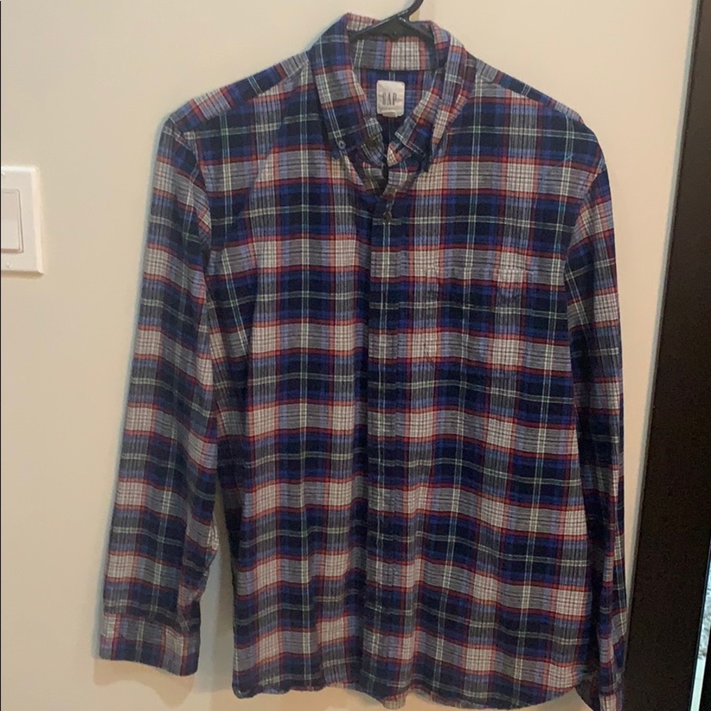 Long sleeve button down shirt.